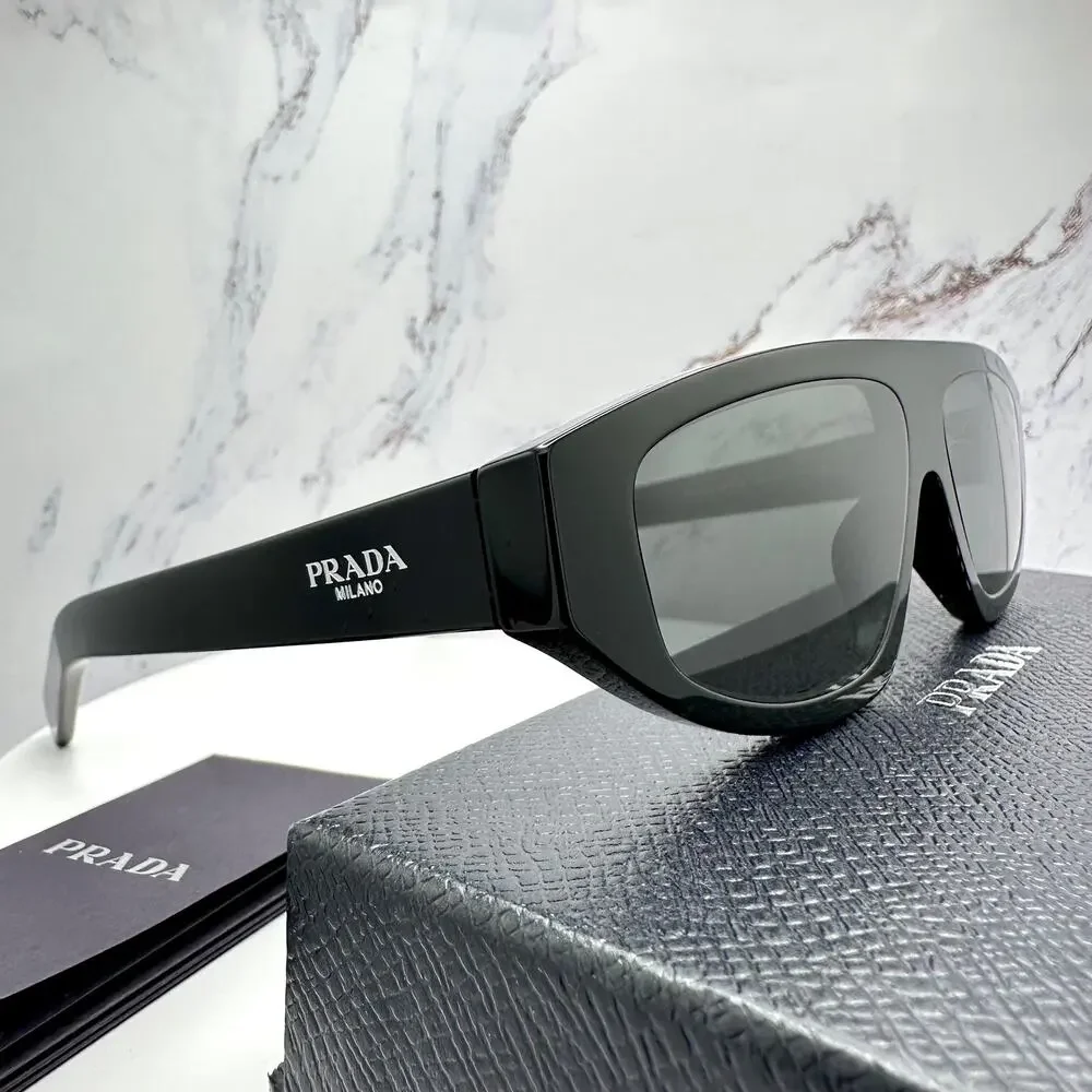 New PRADA Sunglasses Black Gray Lens 57-13-140 Authentic Prada